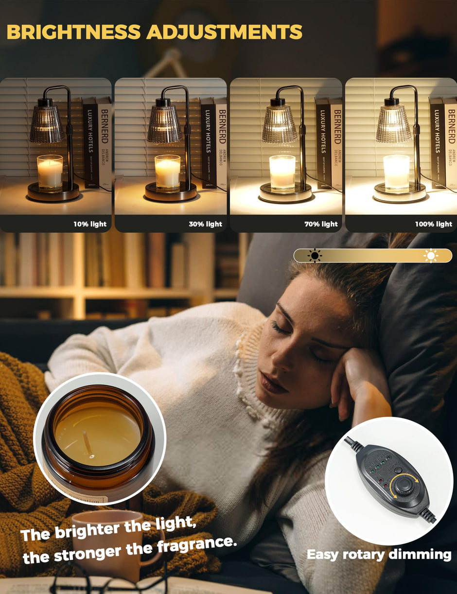 Candle Warmer Lamp with Timer Dimmable, Birthday Gifts for Women Mom, House Warming Gifts New Home Decor, Wax Melt Warmer for Jar Candles with 2 Bulbs
