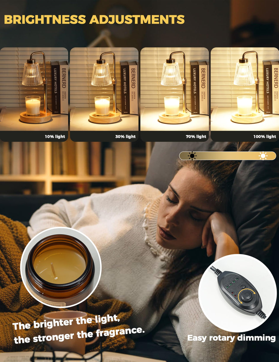 Candle Warmer Lamp with Timer Dimmable, Birthday Gifts for Women Mom, House Warming Gifts New Home Decor, Wax Melt Warmer for Jar Candles with 2 Bulbs