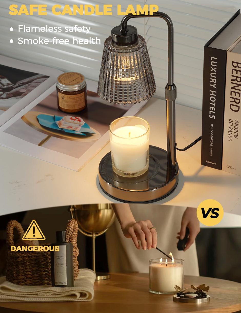 Candle Warmer Lamp with Timer Dimmable, Birthday Gifts for Women Mom, House Warming Gifts New Home Decor, Wax Melt Warmer for Jar Candles with 2 Bulbs