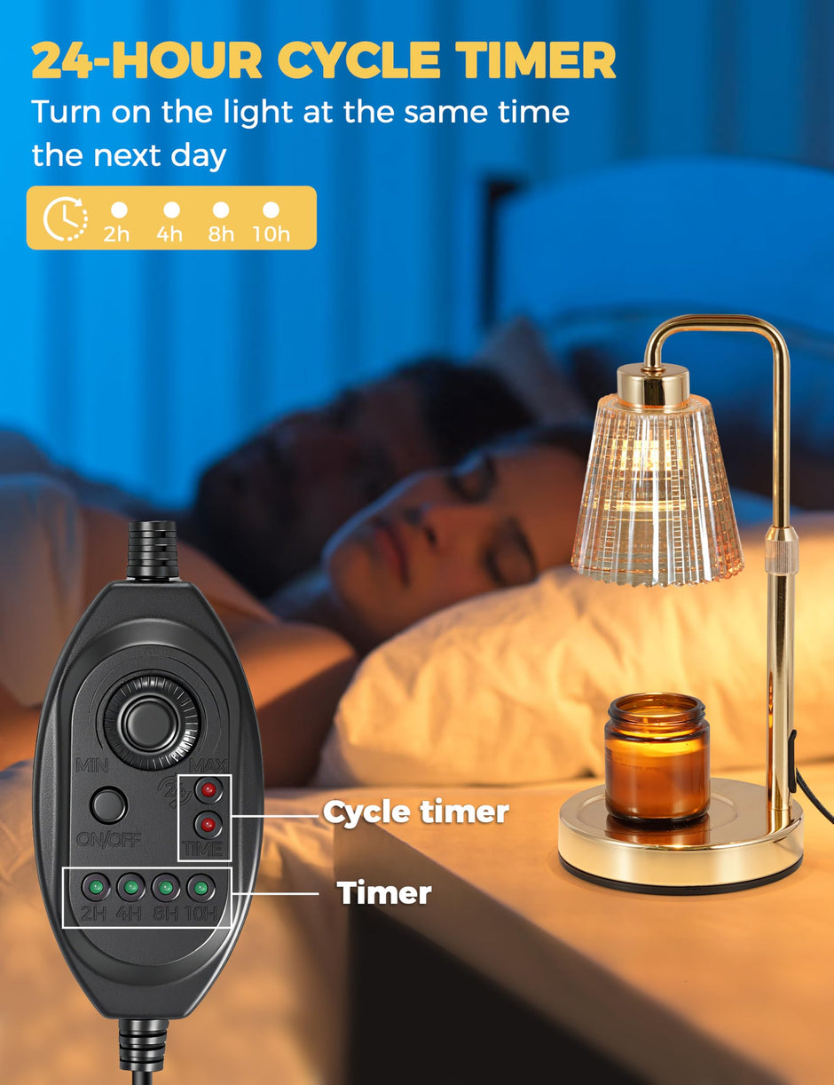 Candle Warmer Lamp with Timer Dimmable, Birthday Gifts for Women Mom, House Warming Gifts New Home Decor, Wax Melt Warmer for Jar Candles with 2 Bulbs
