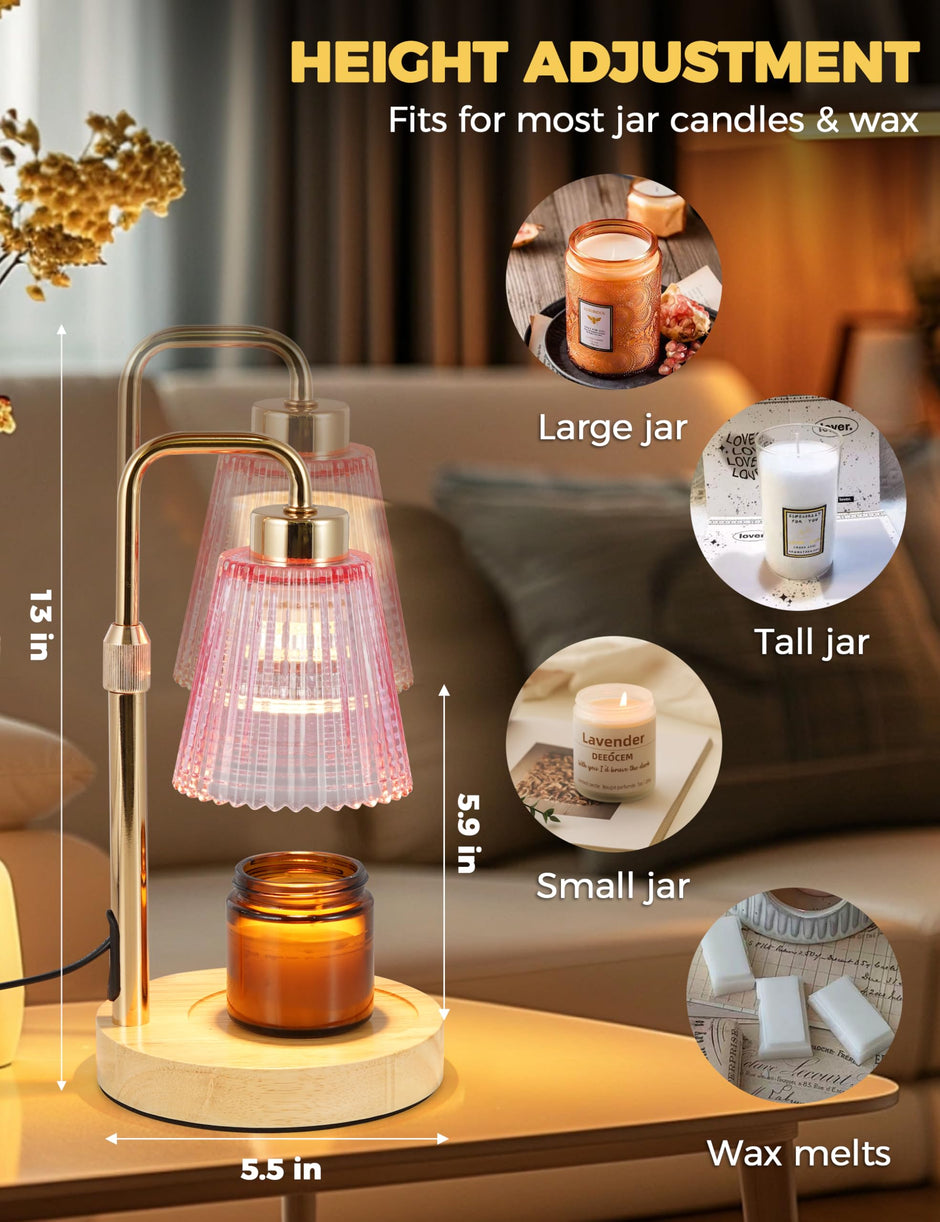 Candle Warmer Lamp with Timer Dimmable, Birthday Gifts for Women Mom, House Warming Gifts New Home Decor, Wax Melt Warmer for Jar Candles with 2 Bulbs