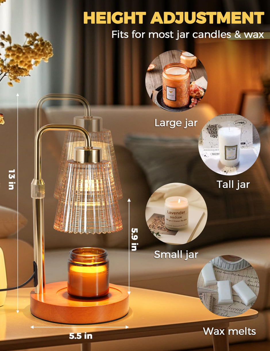 Candle Warmer Lamp with Timer Dimmable, Birthday Gifts for Women Mom, House Warming Gifts New Home Decor, Wax Melt Warmer for Jar Candles with 2 Bulbs
